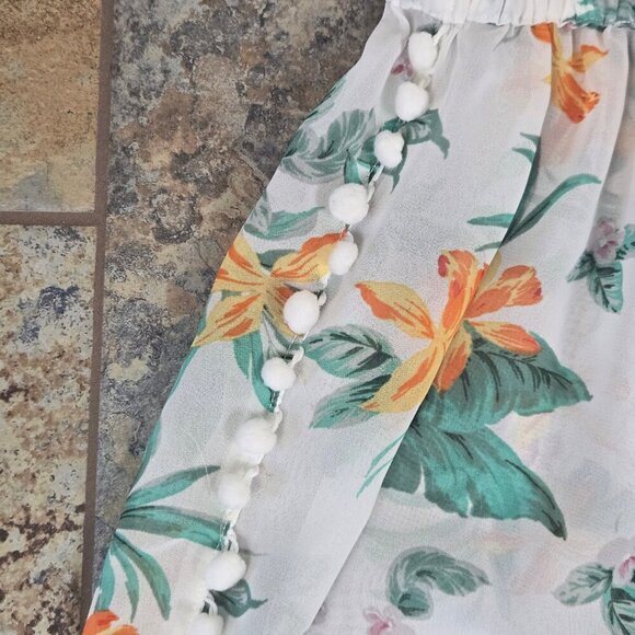 Club Z Collection Size XL White Sheer Coverup Pants Floral Pattern Elastic Waist - Picture 8 of 11